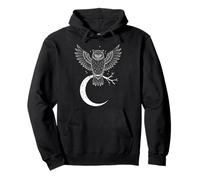 Owl Wisdom Of The Night Flapping Wings Branch Pullover Hoodie