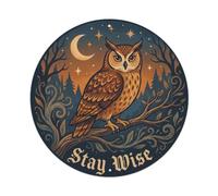 Owl Wise Night Bird Illustration Round Metal Tin Sign