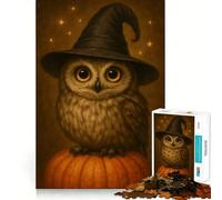 Owl Witch on Pumpkin 1000 Piece Jigsaw Puzzles for Teenagers Jigsaw Logic Ability Toy Soft Relax Accurate Cut Cherished Gift (38x52cm)