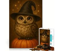 Owl Witch on Pumpkin Jigsaw 1000 Pieces for Adults Cognitive Toy Bonding Time Pattern Assembly Santa Wish Item (38x26cm)