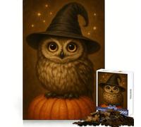 Owl Witch on Pumpkin Jigsaw Puzzle for Teenagers 1000 Pieces Strong Logic Toy Quiet Calm Clear Edge Elegant Gift (50x75cm)