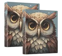 Owl with Big Eyes 3 Ring Binders 1.5 Inch Clear View Three Ring Binders Versatile Binder Fits 200 Sheets 2 Pack