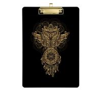 Owl with Dream Cather Plastic Clipboard A4 Letter Size PVC Writing Board with Low Profile Silver Metal Clip Hardboard for School, Office 12.5x9 Inch