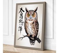 Owl with Eastern Calligraphy Canvas Wall Art Print 30x20 Inch (76 x 51 cm)
