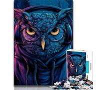 Owl with Headphones Jigsaws 1000 Pieces for Teenagers,for Educational Game Challenge Toy for Is Ideal As A Gift for The Whole Family (38x26cm)