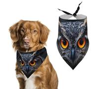 Owl with Orange Eyes Funny Dog Bandanas Adjustable Pet Neckerchief Summer Triangle Scarf for Small Medium Large Pets