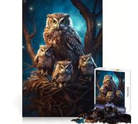 Owl with Owlets at Night Jigsaw Puzzles for Adults1000 Pieces Strong Logic Toy Tension Relief Clear Edge Premium Gift (50x75cm)