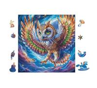 Owl with Rainbow Wings 100 Pieces Set Classic Jigsaw Puzzle Couple Puzzle Partners Logic Skill Wall Decor Easter New Year Gift Eco-friendly Recycled Cardboard 28x28cm