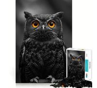 Owl with Striking Orange Eyes Jigsaw Puzzles for Adults 1000 Piece Mind Puzzle Slow Enjoy Image Assembly Perfect Present (50x75cm)