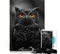Owl with Striking Orange Eyes Jigsaw Puzzles for Teenagers 1000 Pieces Reason Skill Toy Soothing Play Exact Cut Santa Wish Gift (38x52cm)