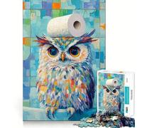Owl with Toilet Paper Jigsaw Puzzle 1000 Piece for Adults Brain Challenge Toy Leisure Time Clear Cut Amazing Present (38x26cm)