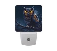 Owl with Yellow Eye Night Light Dusk to Dawn Sensor LED Night Dimmable Nightlight Lights Plug into Wall for Bedroom