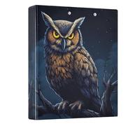 Owl with Yellow Eyes 3 Ring Binders 1.5 Inch Clear View Three Ring Binders Versatile Binder Fits 200 Sheets 1 Pack