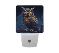 Owl with Yellow Eyes Night Light Dusk to Dawn Sensor LED Night Dimmable Nightlight Lights Plug into Wall for Bedroom