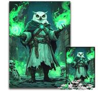 Owl Wizard with Green Flames1000 Piece Jigsaw Puzzles for Adults Puzzles for Adults Relaxing Entertainment Home Decor 1000 PCS(75x50cm)
