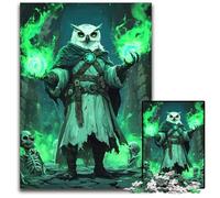 Owl Wizard with Green FlamesPuzzles for 1000 Piece Paper Jigsaw Challenging Brain Teaser for Teenagers Family Game Night Fun 1000 PCS(38x26cm)