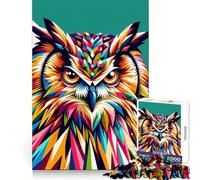 Owl Wpap Colorful Pop Art 1000 Piece Jigsaw Puzzles for Adults Jigsaw Smart Game Together Fun Image Assembly Seasonal Gift (50x75cm)