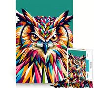 Owl Wpap Colorful Pop Art 1000 Piece Jigsaw Puzzles for Adults Jigsaw Smart Game Together Fun Image Assembly Seasonal Gift (50x75cm)