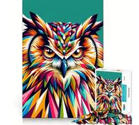 Owl Wpap Colorful Pop Art Jigsaw 1000 Pieces for Adults Cognitive Toy Bonding Time Pattern Assembly Santa Wish Item (38x26cm)