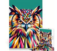 Owl Wpap Colorful Pop Art Jigsaw 1000 Pieces for Adults Cognitive Toy Bonding Time Pattern Assembly Santa Wish Item (38x26cm)