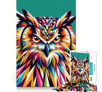 Owl Wpap Colorful Pop Art Jigsaw Puzzle 1000 Piece for Adults Brain Challenge Toy Leisure Time Clear Cut Amazing Present (38x52cm)