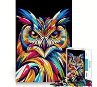 Owl Wpap Colorful Pop Art Jigsaw Puzzles for Adults1000 Pieces Strong Logic Toy Tension Relief Clear Edge Premium Gift (50x75cm)