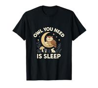 Owl You Need Is Sleep Cottagecore Moon Owl Design T-Shirt