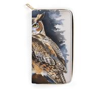 Owl2 Leather Wallet, Bifold Stylish Wallets, Credit Card Holder for Passport Covers, Purse Passport Bag for Men Women