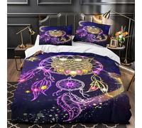 OwlDreamcatcher 3D Digital Print Duvet Cover Set 3pcs Microfibre Lightweight Concealed MagicalFantasyArt Duvet Insert Cover 2 Pillowcases Skin-Friendly Home Decor Kids & Girls Super king（260x220cm）
