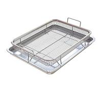 OWLEEN Basket for Oven Stainless Steel Crisper Tray and Pan Deluxe Air Fry in Your Oven 2-Piece Set, Baking Pan Perfect for the