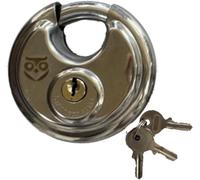 Owler & Banks Discus Padlock - 3 Keys, 60mm - Heavy Duty Lock - Round Security Lock - Brass Cylinder - Weather Resistant Padlock