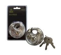 Owler & Banks Discus Padlock - 3 Keys, 90mm - Heavy Duty Lock - Round Security Lock - Brass Cylinder - Weather Resistant Padlock