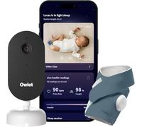 Owlet Dream Duo 3 Smart Baby Monitor System, Dream Sock + 2K HD Camera | Medically-certified, tracks pulse rate, oxygen and sleep insights + crystal-clear video all in one app with real-time alerts