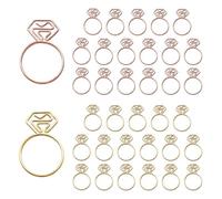 OWLFAVO 30pcs Diamond Ring Shape Paper Clips with Clear Box, Rose Gold and Yellow Gold, Funny Cute Paperclips Bookmarks Planner Clips for Fun Office Supplies College Gifts Wedding Decoration