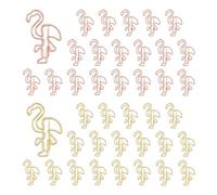 OWLFAVO 40pcs Flamingo Shape Paper Clips with Clear Box, Rose Gold and Yellow Gold, Funny Cute Paperclips Bookmarks Planner Clips for Fun Office Supplies School Gifts Wedding Decoration