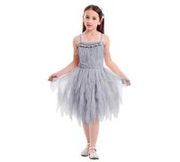 OwlFay Flower Girls Feather Tutu Dress Ballet Dance Swan Lake Ballerina Costume Baby Kids Princess Party Wedding Bridesmaid Birthday Pageant Sleeveless Beads Ruffle Tulle Ball Gown Grey 6-7Y
