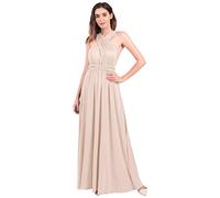 OwlFay Women Elegant Bridesmaid Wrap Evening Party Dress Convertible Multi Way Prom Dress Transformer Wedding Formal Cocktail Dress Long Maxi Dresses Ball Gown Beige L
