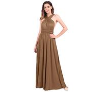 OwlFay Women Elegant Bridesmaid Wrap Evening Party Dress Convertible Multi Way Prom Dress Transformer Wedding Formal Cocktail Dress Long Maxi Dresses Ball Gown Brown XL