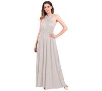 OwlFay Women Elegant Bridesmaid Wrap Evening Party Dress Convertible Multi Way Prom Dress Transformer Wedding Formal Cocktail Dress Long Maxi Dresses Ball Gown Light Grey L
