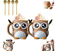 Owlfonso The Owl Ice Pint Holder, Ice Cream Pint Holder with Handle and Two Spoon, Reusable Ice Cream Containers, Popsicle Holders, Beer Can Holder, Owl Christmas Ornaments, Owl Gifts for Women