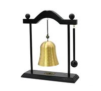 Owlgift Chinese Zen Feng Shui Bell with 100 “Fu” Blessings｜Laser Engraved Copper Bell on Wood Base｜9.5” Decorative Spiritual Bell for Good Luck & Peace for Home, Meditation & Energy Clearing