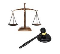 Owlgift Justice Scale with Fixed Beam and Gavel Set - 8.1” Bronze Metal Scales of Justice with Wooden Judge Gavel - Symbol of Fairness, Law, and Integrity - Decorative Gift or Jewelry Display