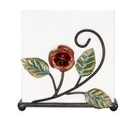 OwlGift Multicolor Napkin Holder - Rose Design Metal Napkin Storage for Tables Modern Serviette Organizer - Tissue Dispenser Perfect for Outdoor Events - Decorative Clear Cocktail Napkin Kitchen Décor