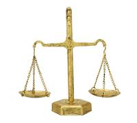 Owlgift Vintage Gold “Scale of Justice” Jewelry Stand - Iron Metal Jewelry Holder, 6.7″ W × 9.5″ H × 3.1″ D - Antique Law Decor Gift for Lawyer, Judge, Auctioneer, Justice Symbol Accent Piece