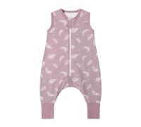 Owlivia 1.0 Tog 100% Organic Cotton Baby Sleeping Bag with Feet Toddler Sleeping Bags with Legs Sleeveless Wearable Blanket for All- Season Comfort（Feather Mauve, 70cm/1Y）