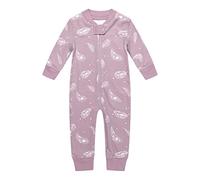 Owlivia Organic Cotton Baby Boy Girl Zip Up Sleep N Play, Footless Baby Romper, Long Sleeve Baby Pyjama (3-6 Months, Feather)