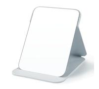 OWLKELA 20x15cm Portable Folding Mirror, Super HD Compact Makeup Mirror, White PU Leather Travel Mirrors, Free Standing Vanity Mirrors, Tabletop Foldable Mirrors