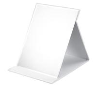 OWLKELA 21x15cm Portable Folding Mirror, Super HD Compact Makeup, White PU Leather Travel, Free Standing Vanity, Tabletop Foldable