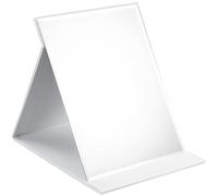 OWLKELA 25x18cm Portable Folding Mirror, Super HD Compact Makeup, White PU Leather Travel, Free Standing Vanity, Tabletop Foldable