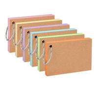 OWLKELA 300Pcs Flash Cards, Index Card 4.13 * 2.91 Inches, 6 Colors, Ruled Revision Card with Kraft Paper and 6 Binder Rings, Study Cards for Office, School, and Home